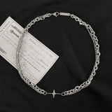 Double Chain Cross Necklace